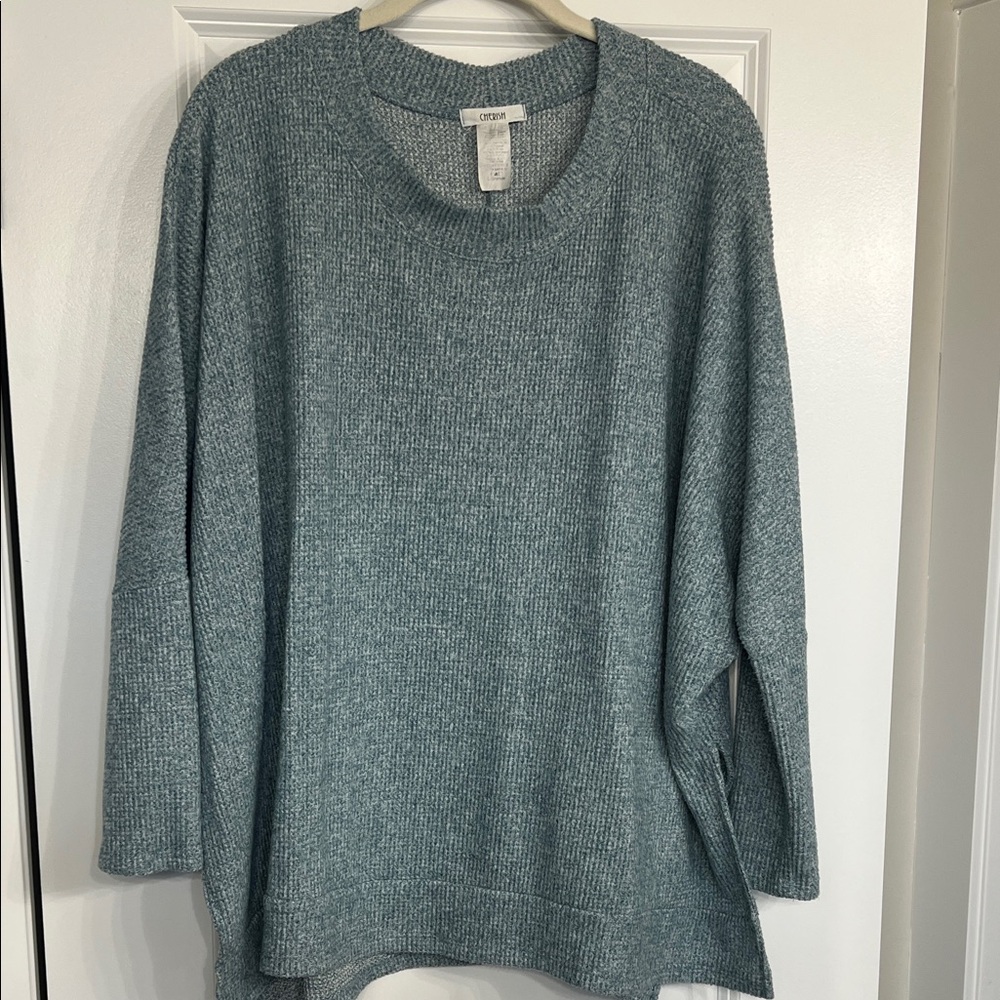 Cherish Heathered Teal Crew Neck Sweater